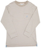 LONG SLEEVE CARTER CREWNECK KEENELAND KHAKI STRIPE WITH BARRINGTON BLUE