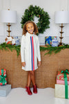 TATUM'S TURTLENECK DRESS - PALMETTO PEARL WITH NANTUCKET NAVY AND RICHMOND RED STRIPES