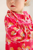 LONG SLEEVE RAMONA RUFFLE ROMPER BOWS AND BERRIES WITH HAMPTONS HOT PINK