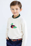 ISAAC'S INTARSIA SWEATER - SANDY SPRINGS STONE WITH DUCK INTARSIA