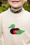 ISAAC'S INTARSIA SWEATER - SANDY SPRINGS STONE WITH DUCK INTARSIA