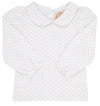 MAUDE'S PETER PAN COLLAR SHIRT AND ONESIE ( LONG SLEEVE PIMA ) SANDPEARL PINK MICRODOT