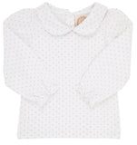 MAUDE'S PETER PAN COLLAR SHIRT AND ONESIE (LONG SLEEVE PIMA) - SANDPEARL PINK MICRODOT