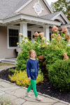 TERRELL TUNIC NANTUCKET NAVY WITH PALMETTO PEARL AND KIAWAH KELLY GREEN BOWS