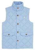 VAUGHN VEST - BEALE STREET BLUE WITH KEENELAND KHAKI STRIPE LINING WITH BRASS SNAPS