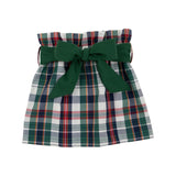 BEASLEY BOW SKIRT - FIELD PARK PLAID WITH GRIER GREEN FLANNEL BOW