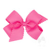 MEDIUM SCALLOP EDGE BOW - HOT PINK