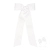 MEDIUM SCALLPPED EDGE AND STREAMER TAILS BOW- WHITE