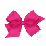 MEDIUM SCALLOP EDGE BOW- SHOCKING PINK