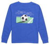 BOYS SHIRT - LOGO POCKET OF FRONT - BACK GRAPHIC - SOCCER BALL ON BAY BLUE