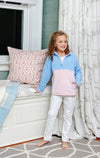 HAYWORD HALF - ZIP ( FLEECE) BEALE STREET BLUE AND PALM BEACH PINK WITH BEACH PINK STORK