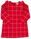 LONG SLEEVE RUEHLING RUFFLE DRESS - WOODLAND AVENUE WINDOWPANE