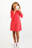 LONG SLEEVE POLLY PLAY DRESS BUSTLING BOWS