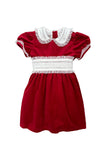 VELVET DRESS WITH LACE - RED