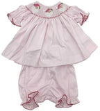 PINK PIQUE SMOCKED BLOOMER SET