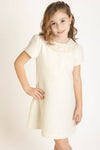 GIRLS EMBROIDERY TWEED SHIFT DRESS - IVORY