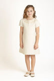 GIRLS EMBROIDERY TWEED SHIFT DRESS - IVORY