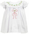 GIRLS RED BOW GARLAND CHRISTMAS DRESS - WHITE