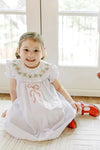 GIRLS RED BOW GARLAND CHRISTMAS DRESS - WHITE