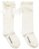 CARLOMAGNO GIRLS KNEE HIGH WITH BOWS - NATURAL