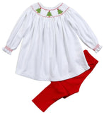 CHRISTMAS TREES HAND SMOCKED PIMA PANT SET