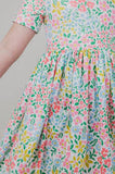 SHORT SLEEVE DAFFODILS POCKET TWIRL DRESS