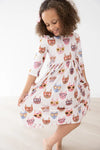 CATTITUDE 3/4 SLEEVE POCKET TWIRL DRESS