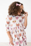 CATTITUDE 3/4 SLEEVE POCKET TWIRL DRESS