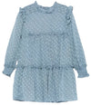 GIRLS PLUMETI JACQUARD DRESS - CERULEAN