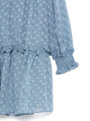 GIRLS PLUMETI JACQUARD DRESS - CERULEAN