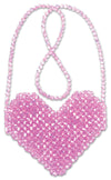 SHIMMERING BEADED HEART CROSSBODY - PINK