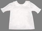 GIRLS SHORTSLEEVE WHITE JOY LACE PETER PAN COLLAR TIE BACK BLOUSE -