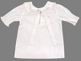 GIRLS SHORT SLEEVE WHITE JOY LACE PETER PAN COLLAR TIE BACK BLOUSE