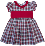 GIRLS RED HOLIDAY PLAID DRESS - RED SASH