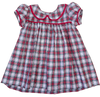 CHRISTMAS PLAID DRESS WITH RED PIPED COLLAR