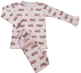 LONG SLEEVE GIRL CHRISTMAS TRAIN PAJAMA SET