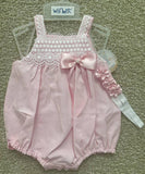 LACE PINK BUBBLE WITH BOW AND HEADBAND