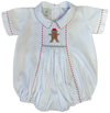 BOYS GINGERBREAD SMOCKED BUBBLE