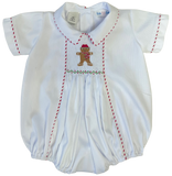 BOYS GINGERBREAD SMOCKED BUBBLE