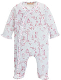 TOILE DE JOUY PINK FOOTIE WITH RUFFLE