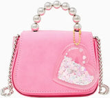 TINY METAL PEARL HANDLE HEART BAG - PINK