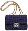 MEDIUM CLASSIC TWEED HANDBAG - NAVY