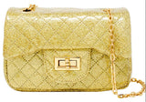 QUILTED SPARKLE MINI BAG - GOLD