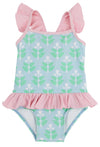 ST. LUCIA SWIMSUIT - HANOVER HAND BLOCK WITH PALM BEACH PINK