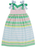 MACIE MIDI DRESS - SARASOTA STRIPE WITH PALM BEACH, BUCKHEAD BLUE, AND GRACE BAY GREEN