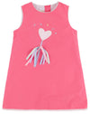 ANNIE APRON DRESS - ROMANY ROSE WITH PALM BEACH PINK AND HEART WAND APPLIQUE