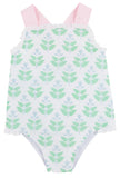 SISI SUNSUIT HANOVER HAND BLOCK WITH PALM BEACH PINK AND BUCKHEAD BLUE