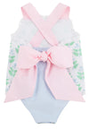 SISI SUNSUIT HANOVER HAND BLOCK WITH PALM BEACH PINK AND BUCKHEAD BLUE