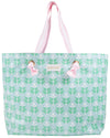 ISABELLE BEACH BAG - HANOVER HAND BLOCK WITH PALM BEACH PINK