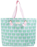 ISABELLE BEACH BAG - HANOVER HAND BLOCK WITH PALM BEACH PINK